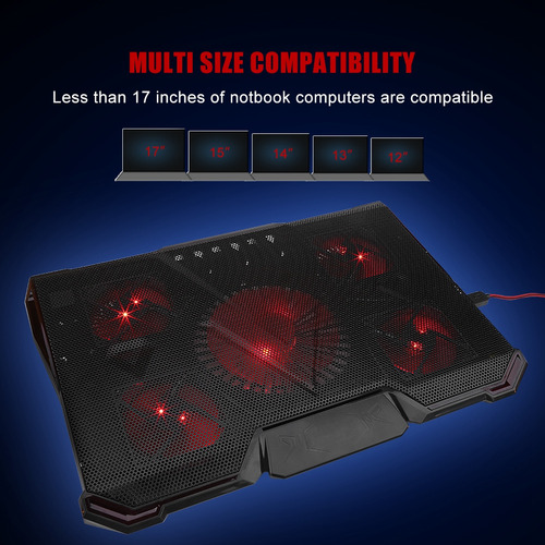 Resfriador De Notebook Com 5 Ventiladores De Led, Suporte De