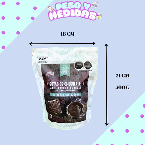 Paq Gotas Chocolate Semiamargo SinazĂșcar 70% Cacao Cacep 1kg