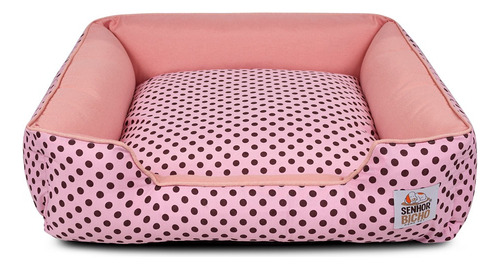 Cama Para Cachorro Com Zíper Caminha Pet Senhor Bicho Tam. G Cor Rosa-pálido Desenho Poá