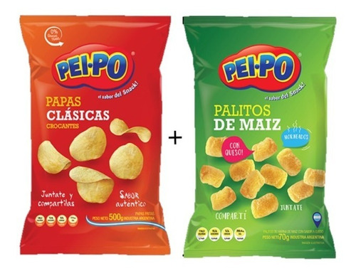 Combo Snacks I Peipo I Papas Fritas 500grs + Chizito 400grs
