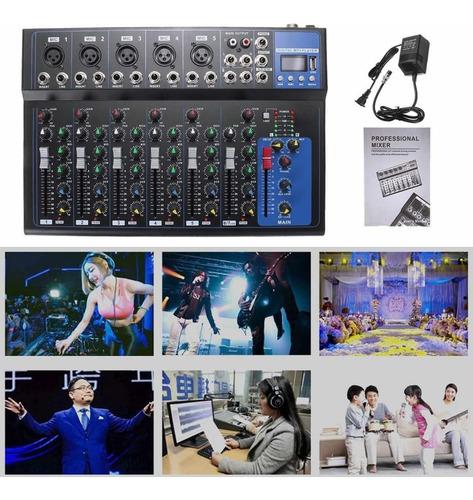 Imagen 6 de 10 de Mixer Profesional Ross Paf-7 8 Canales Usb Y Bluetooth Delay