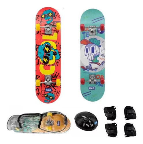 Kit Skate Semi Profissional Completo Infantil Juvenil + Bag
