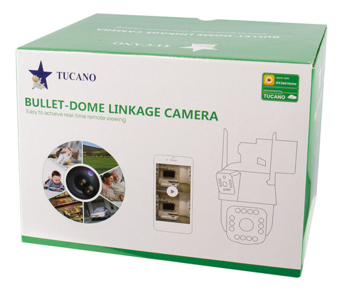 Cámara de seguridad Tucano TC-PT42 Wifi Full HD de doble lente, color negro