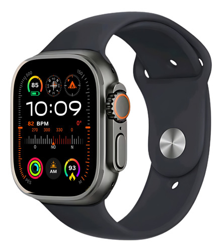 Smartwatch P/ iPhone Ultra 3 Pro Max 49mm Amoled C/ Nfc Gps Caixa Preto Pulseira Preto