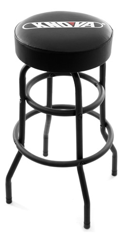 Banco Para Taller Metálico Color Negro Fijo Con Asiento Acolchado Giratorio A 360° Modelo Kn 7426 Knova