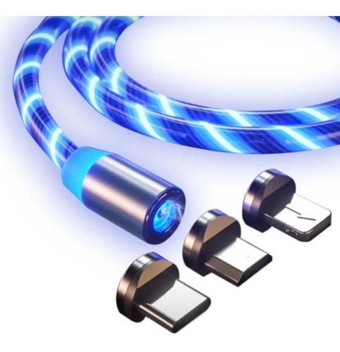 Cable Magnetico 3 En 1 Led  Micro Usb  Tipo C Lightning Al53