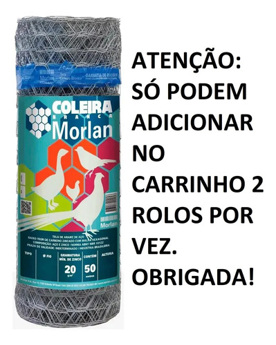 Kit C/2 Tela Pinteiro Pintinho Fio 22 50mt X 1,50 Alt Morlan