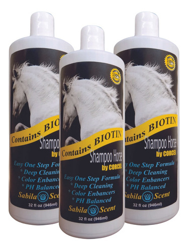 Paquete De 3 Shampoo Para Caballo Con Biotina