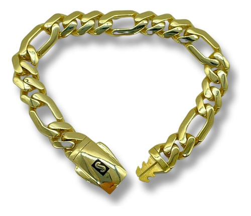 Pulso Monaco Chain Oro 10k Tejido Fígaro Broche Liso 18x1cm Dorado 1 Cm 18 Cm