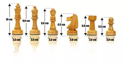 Xadrez de madeira para torneio: Rei 10cm + Tabuleiro 53cm