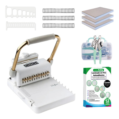 Kit Encuadernadora Universal Cinch + Insumos - Sb38 Blanco