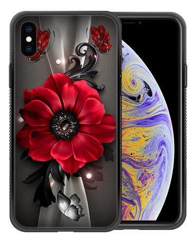 Funda Zhegailian Para iPhone XS Max-flores Rojas Mariposas