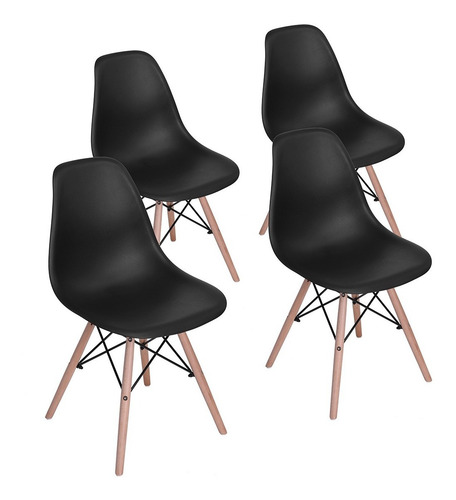 Set De 4 Sillas De Comedor Rico Negro Eames