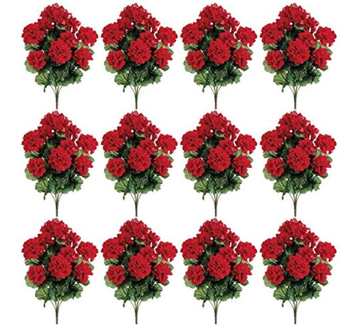 Arbusto De Flores De Geranio De Seda De 17 -rojo (caja De 1