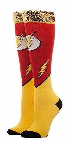 Calcetines Rodilla Lentejuelas Flash Dc Comics.