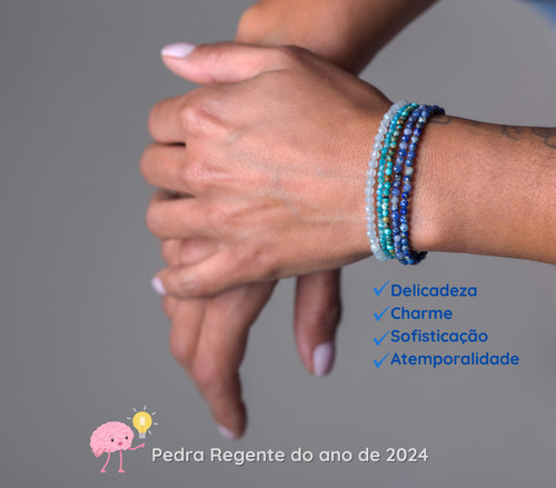 Pulseira Prata 925 Feminina Pedra Natural Criatividade Foco