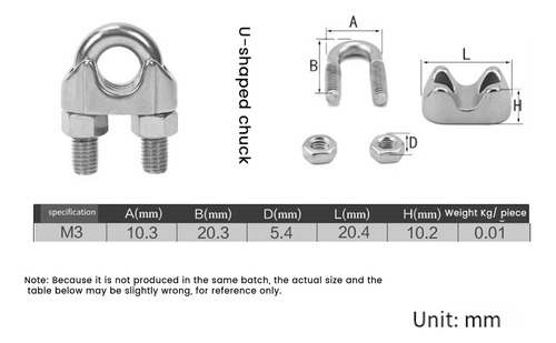 Clips De Cable De Acero Inoxidable M3 De 30 1/8 Pulgadas