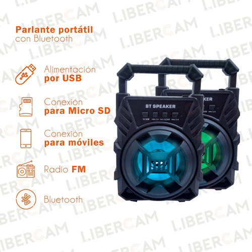 Imagen 3 de 10 de Parlante Altavoz Portatil Inalambrico Bluetooth Luces Led P5