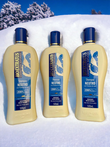 Kit 3 Shampoo Brilho Natural Neutro 500ml Bio Extratus K8271