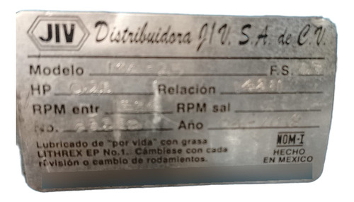 Motorreductor Jiv 1/4 Hp 12 Rpm Trifásico (Usado)