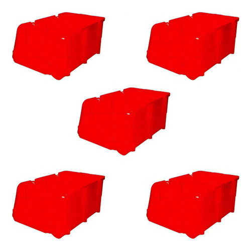 Kit De 5 Gavetas Plásticas Rojas 36 X 21 X 17 Cm Organizador
