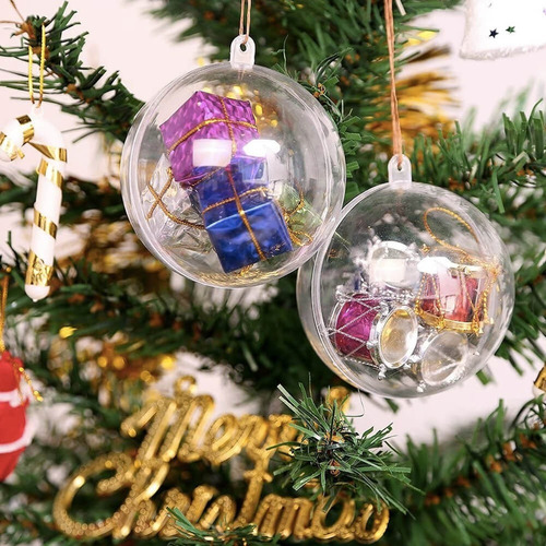 A A 20 Esferas Transparentes Decorativas Navidad Plastico 8