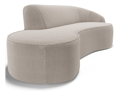 Sofá 4 Lugares Curvo Sala Firenze Lyam Decor Bouclê Creme 280cm B54