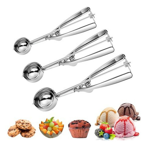 Set De 3 Cucharas Para Helado Y Galletas