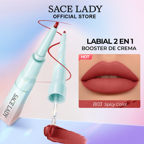 Sace Lady Delineador De Labios 2 En 1 Mate Suave Y Duradero 02 Peach Haze