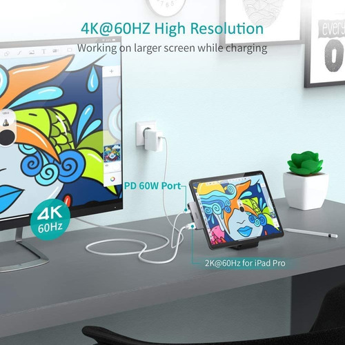Imagen 4 de 8 de iPad Pro Usb C Hub, Choetech 4 In 1 iPad Pro Hub. Hdmi Adap
