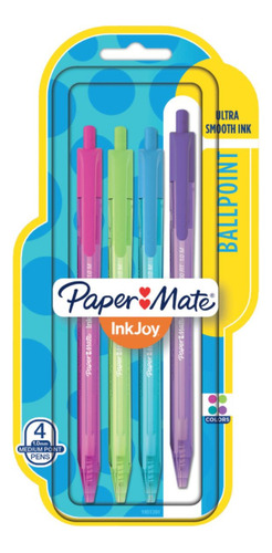 Boligrafo Retractil Inkjoy Paper Mate Surtido Blister X4