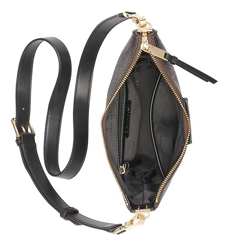 Bolsa Crossbody Calvin Klein Mujer H3gejac4 Acabado De Los Herrajes Dorado Color Negro/café Correa De Hombro Negro