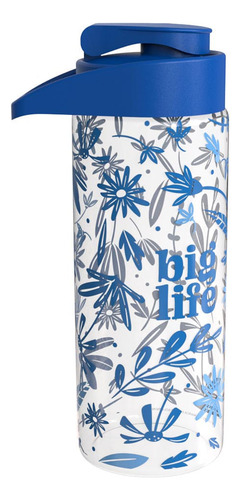 Botella De Hidratación Biglife Transparente Con Tapa Azul Ss