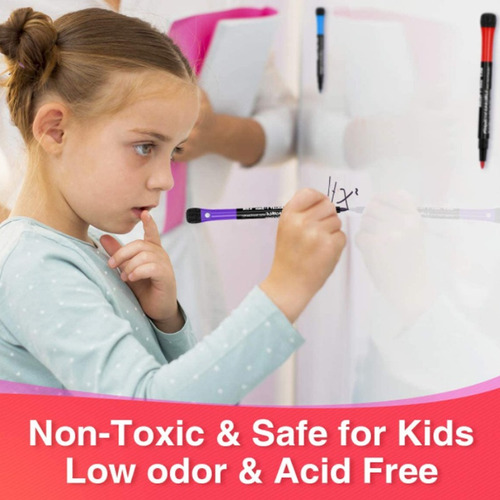 Erasable Whiteboard Markers, Fine Point With Eraser Cap