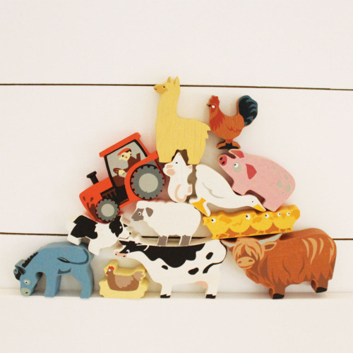 Kit Apilable Animales Granja De Madera Tender Leaf Tl8483 Color Multicolor