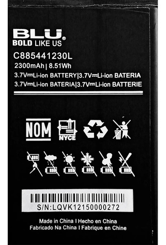 Bateria Pila Blu Dash Xl D710l D710u C885441230l