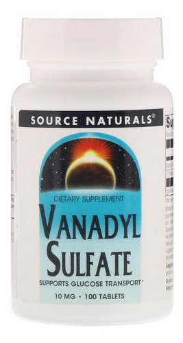 Sulfato De Vanádio 10 Mg 100 Tablets Source Naturals - Imp Eua