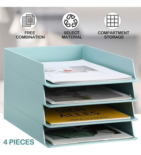 Tatuo 4 Pack Bandejas De Papel Apilables Bandeja De Cartas D
