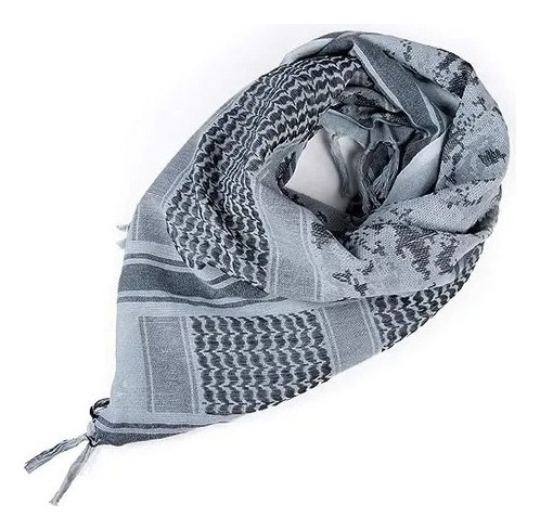 Pañuelo Shemagh Táctico Militar Algodón Premium Con Flecos Gris Celeste Medio Oriente Universal