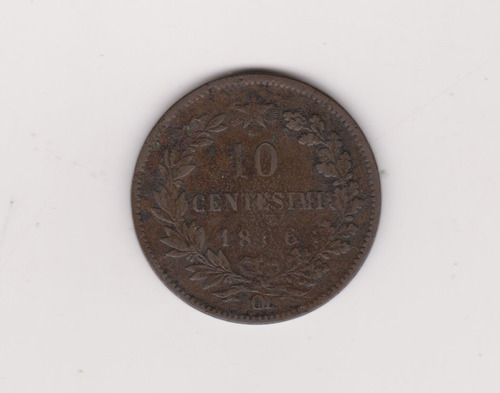 Moneda Italia 10 Centesimi Año 1866 Om  Bueno 