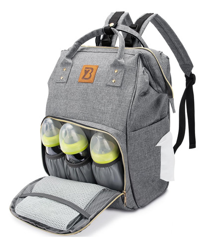 Mochila Para Pañales Impermeable Gran Capacidad Color Gris