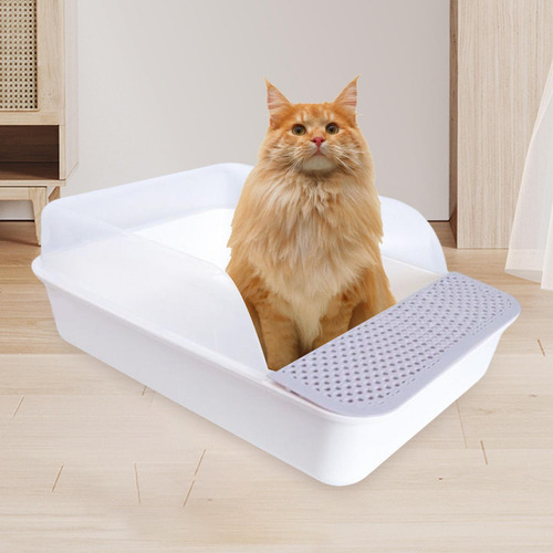 Caja De Arena Con Bandeja De Arena Para Gatos Gris Grande