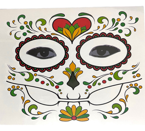 90 Tatuaje Catrina Disfraz Halloween Dia De Muertos Estampa Color