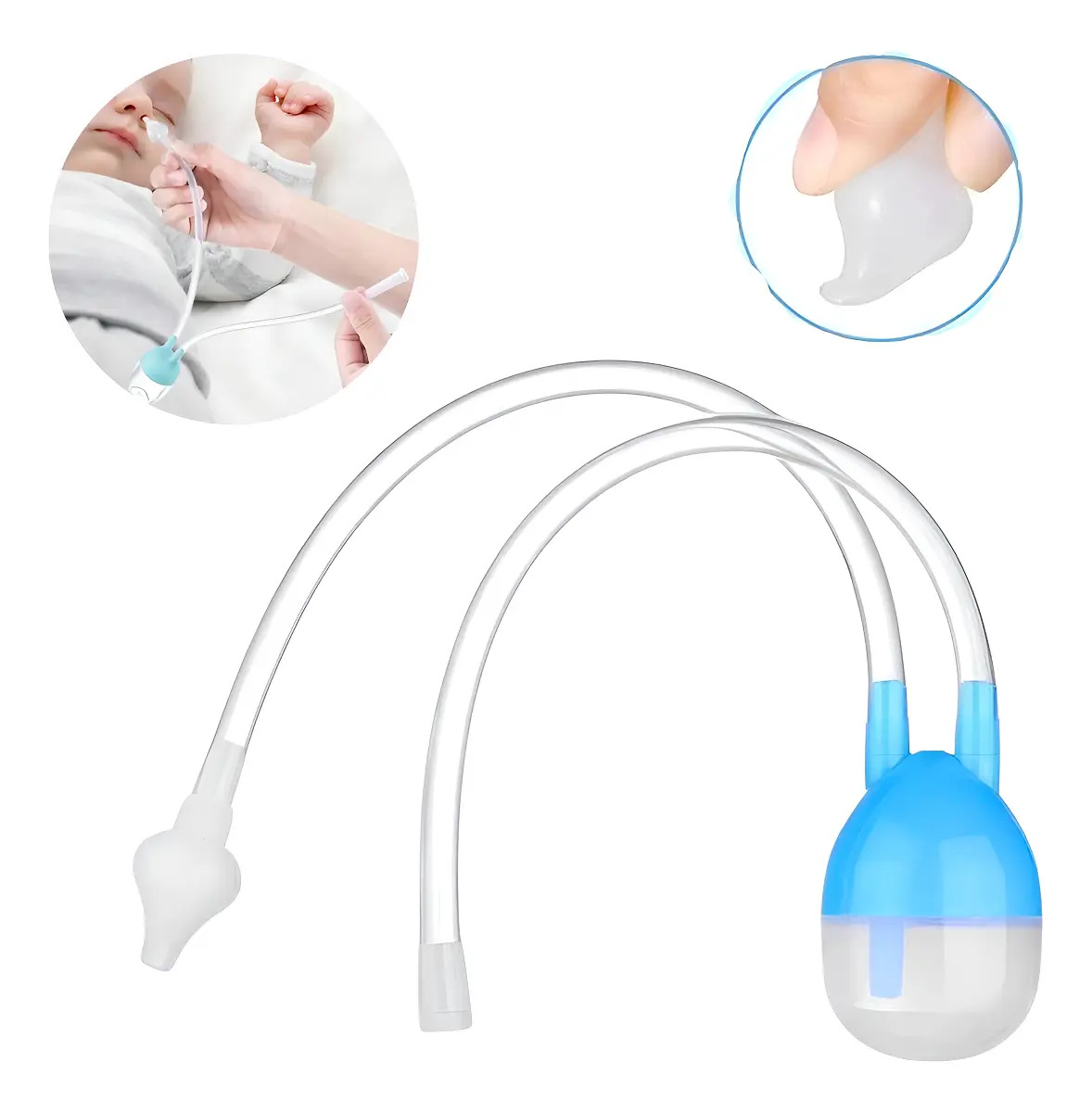 Aspirador Nasal Manual Dr Gym para Bebés, con Punta de Silicona Rosada