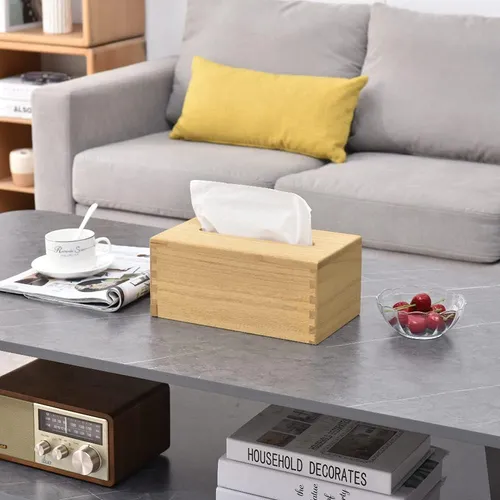 Caja Rectangular Pañuelos De Madera, Dispensador De Pa...
