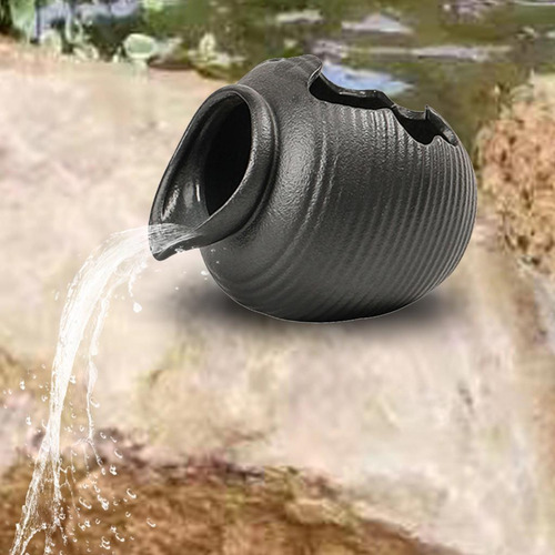 Fuente De Agua En Cascada, Tarro De Barro Negro Para El