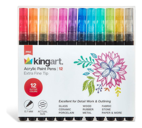 Kingart B Pro Brillo 12 U. Rotuladores Pintura Extrafinos, A