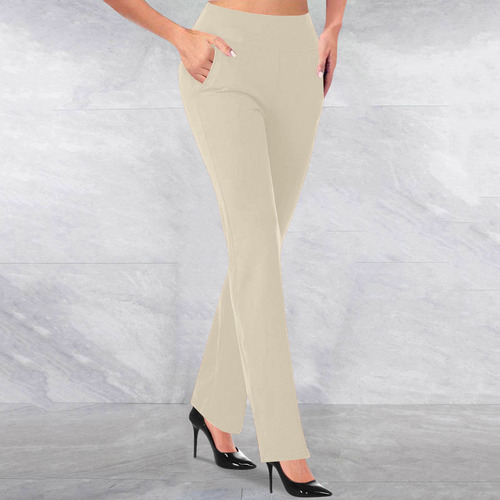 Pantalones G Para Mujer, De Color Liso, Casual, Con Bolsillo