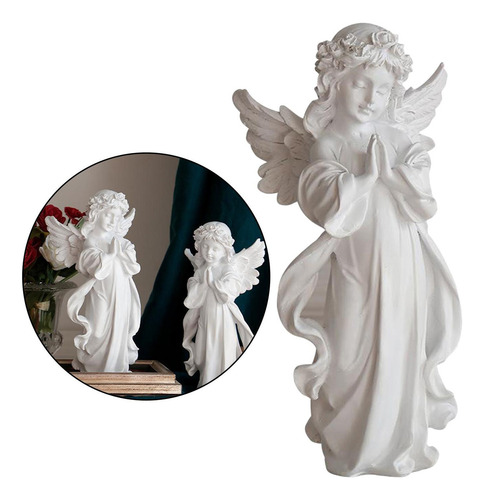 Estatueta De Anjo, Entalhadas À Mão Do Branco 1 30x15cm