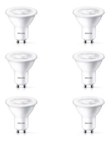 Pack 6 Philips Led Gu10 4-50 Watts Dicroica Calida O Fria